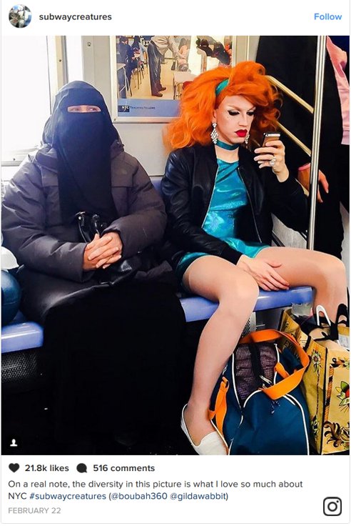 زن برقع پوش و زن دوجنسه کنار هم در مترو نیویورک Gooya News 